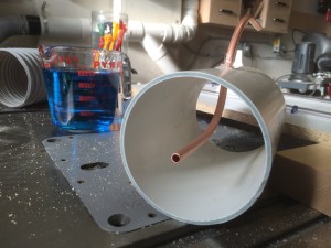 The inside of the test pipe showing the pitot tube