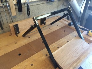Here is the folding leg assembled on my bench.